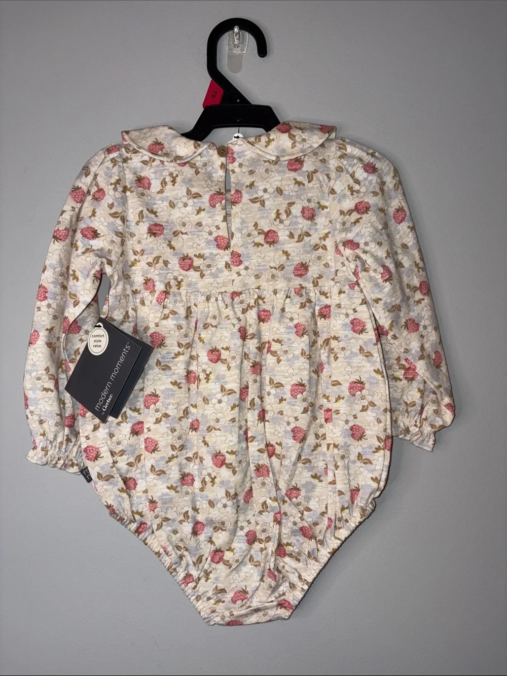 modern moments Floral Smocked Baby One-Piece Bodysuit - Pink & Cream 18 months